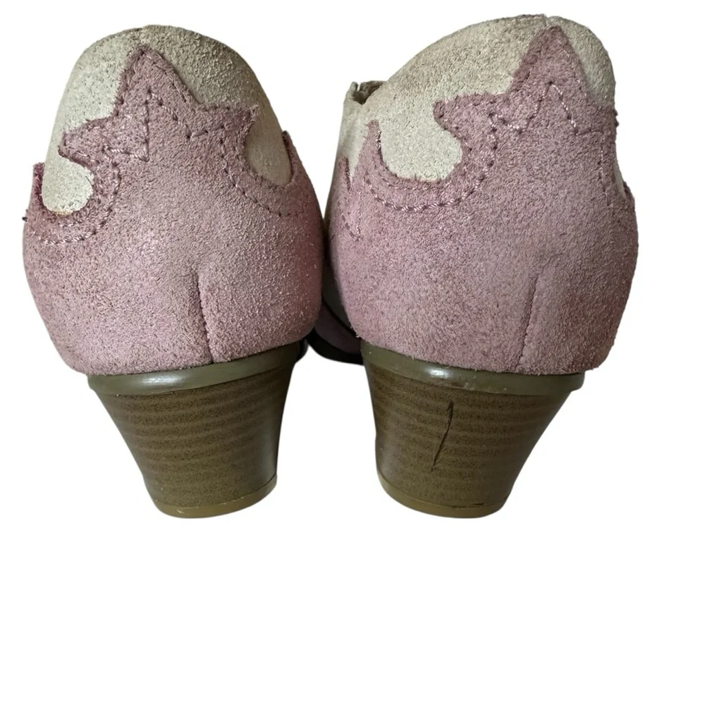 Oak Tree Western Suede Booties Pink Cream Size 8